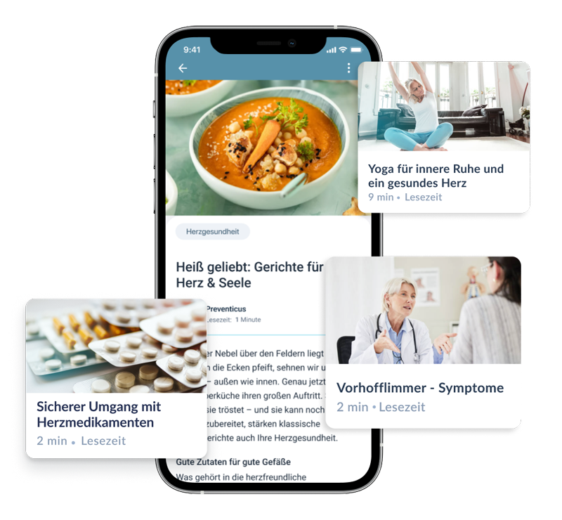 Preventicus App mit regelmäßigen Wissensbeiträgen zur Herzgesundheit